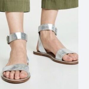 Madewell The Boardwalk Ankle Strap Leather Metallic Sz Women’s 8